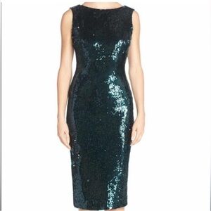 NWT Dress the Population Green Sequin Dress Sz L